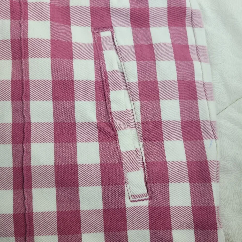Time and Tru pink white gingham check capri pants zip front pockets pinup 18 - Picture 8 of 11